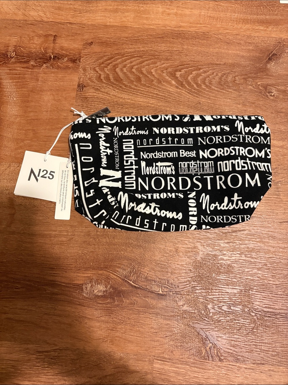 NWT Nordstrom Limited Edition 125 Years Black and White Logo Cosmetic Pouch